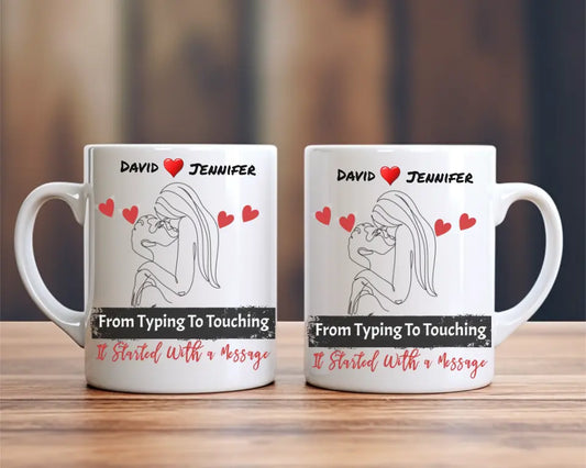 Personalized Ceramic Mug - Romantic Couple Embrace - A Gift for a Special Occasion for Your Loved Ones