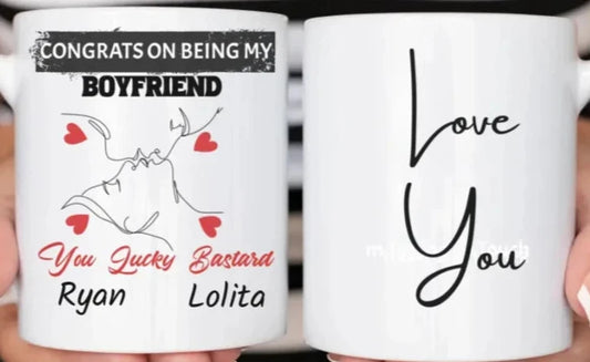 Personalized Ceramic Mug - Congrats On Being My Friend Line Art - Gift for Couples for a Special Occasion