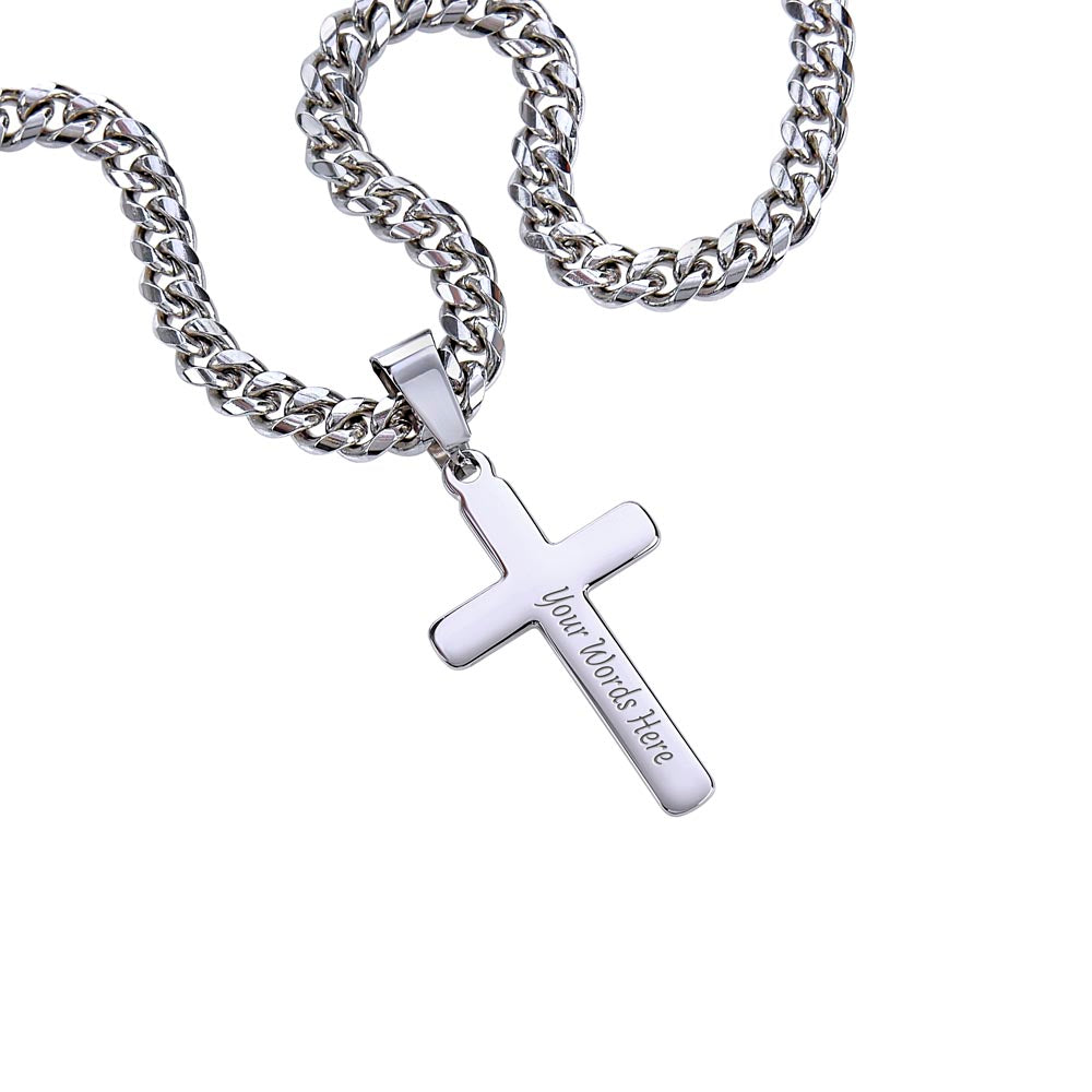 Artisan Cross Cuban Chain Necklace: Personalized, Hypoallergenic, Stainless Steel – Perfect Gift for All Occasions - Eshaarya