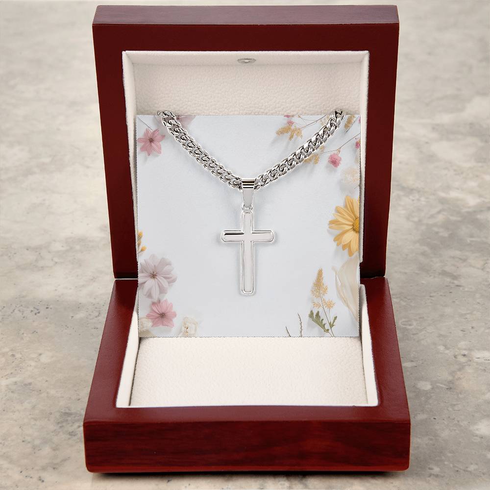 Artisan Cross Cuban Chain Necklace: Personalized, Hypoallergenic, Stainless Steel – Perfect Gift for All Occasions - Eshaarya