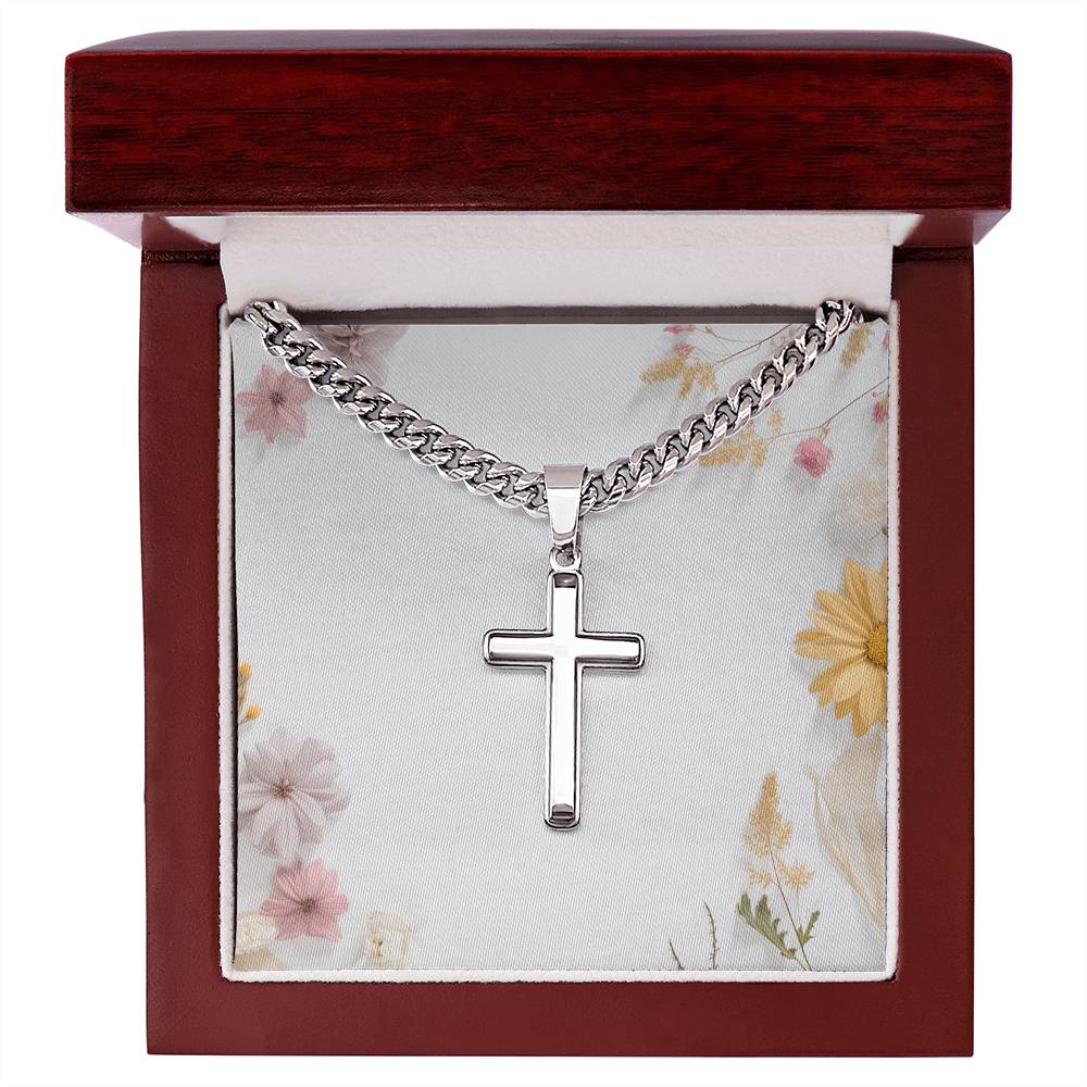 Artisan Cross Cuban Chain Necklace: Personalized, Hypoallergenic, Stainless Steel – Perfect Gift for All Occasions - Eshaarya